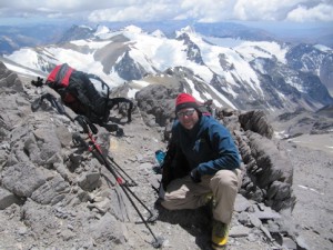 Dave just below high camp, enjoying the views of the Andes spread out below